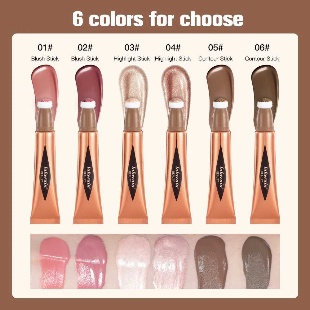 Beauty Blush Wand Easy Liquid Blush Face Blusher Natural Cream Cheek Tint Brighten Eye Highlight Contour Stick Sponge Head Y240816