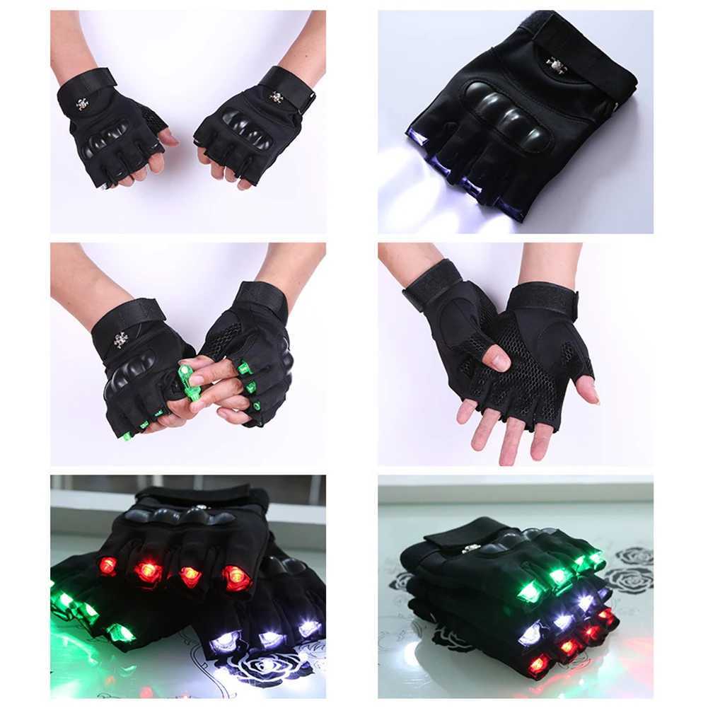 Half Finger Gloves LED Flashlight Waterproof Torch Fishing Outdoor Camping Hiking Survival Rescue Tool Laser Glowing Stage Glove Y240817