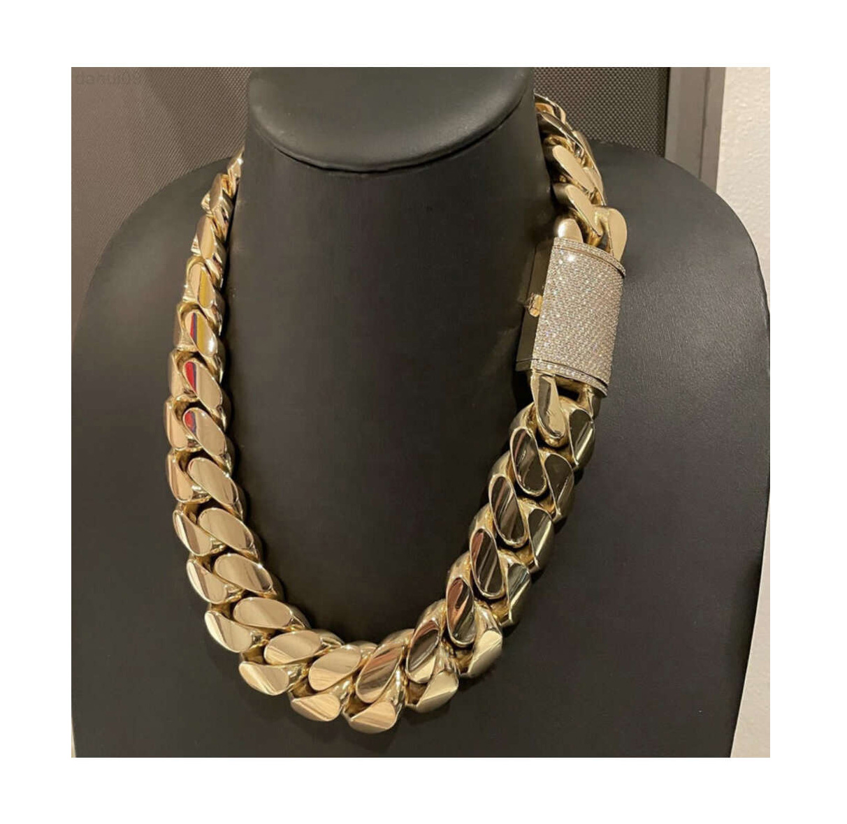 OACOCA Top quality hip hop jewelry men thick Moissanite diamonds cuban necklace 22mm 24 1kilo gram 14k gold plated plain style 999 silver cuban chain 