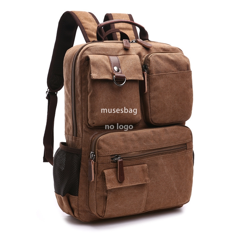 Durable canvas backpack Retro large capacity travel backpack Middle school backpack Commuter computer bag hiking bag