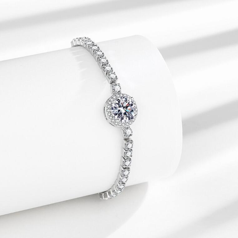 Ins Top Sell Wedding Jewelry Sets Ladies Jewellery 925 Sterling Silver Round Cut White Lab Moissanite Diamond Clavicel Necklace Stud Earring Women Rin