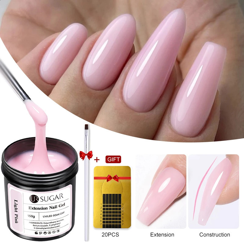 UR SUGAR 150g Extension Nail Gel Polish Peach Fuzz Jelly Nude Pink Clear Semi Permanent Acrylic Building UV Construction Gel 240816