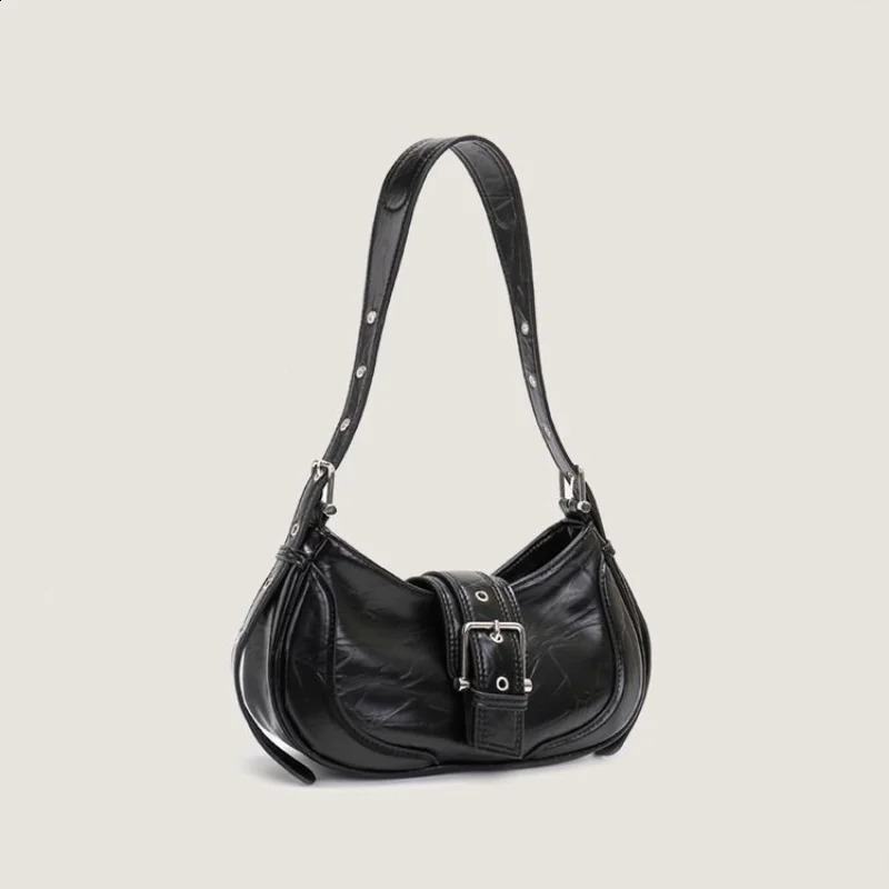 Womens Fashion Shoulder Bag Black PU Leather Bottom High Quality Handbag Girl Arm Wallet 240830