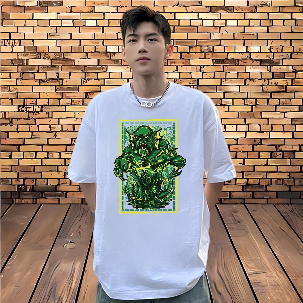 Brand Mens T Shirts 100% Cotton 230g ET High Street Hip Hop Oversized Round Neck Short Sleeve Men Tshirts DIY Customized Top Tees
