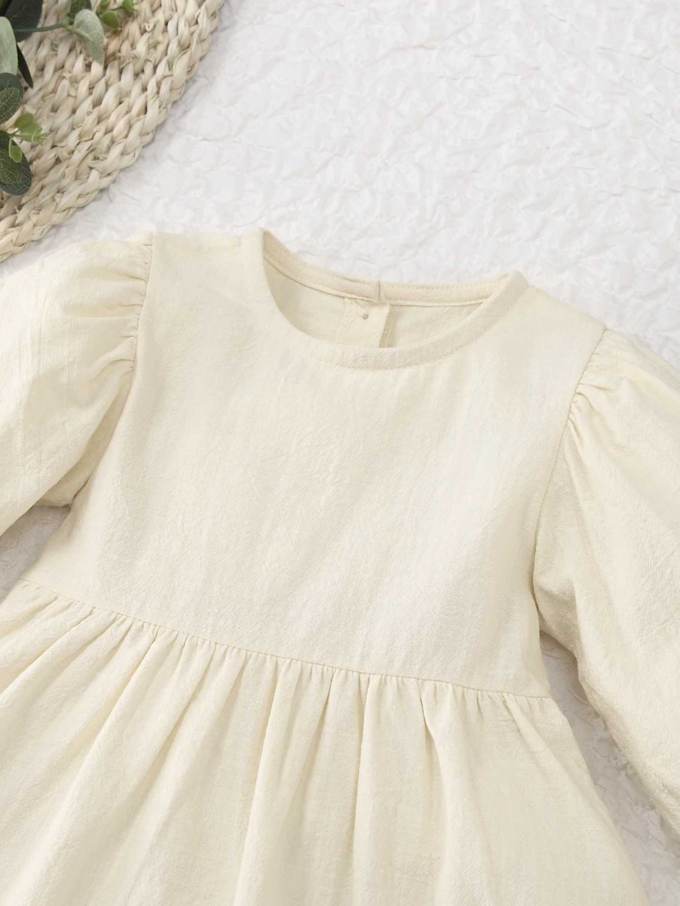 Spring Toddler Girls Dress Cotton Solid Full Sleeve Children Dress Ruffles Kids Dresses for Girls Fashion Girls ClothingXJ241206