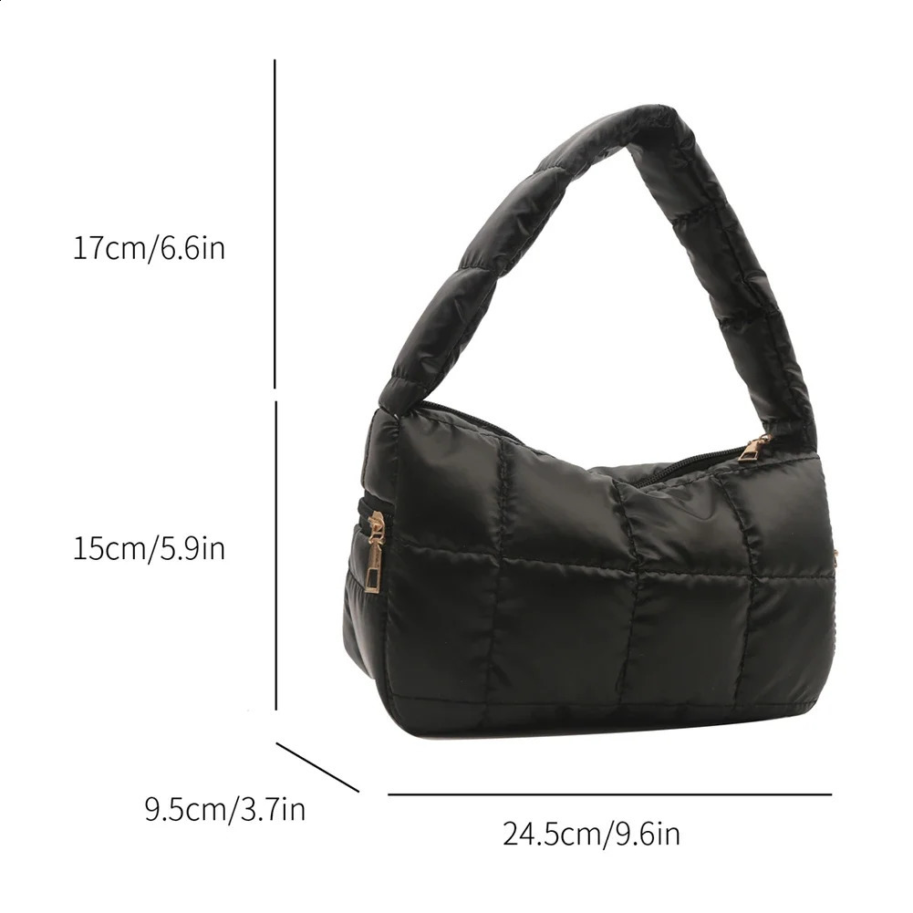 Winter inflatable top handbag PU bedding womens bag highquality down small cotton pad soft shoulder ner 240817