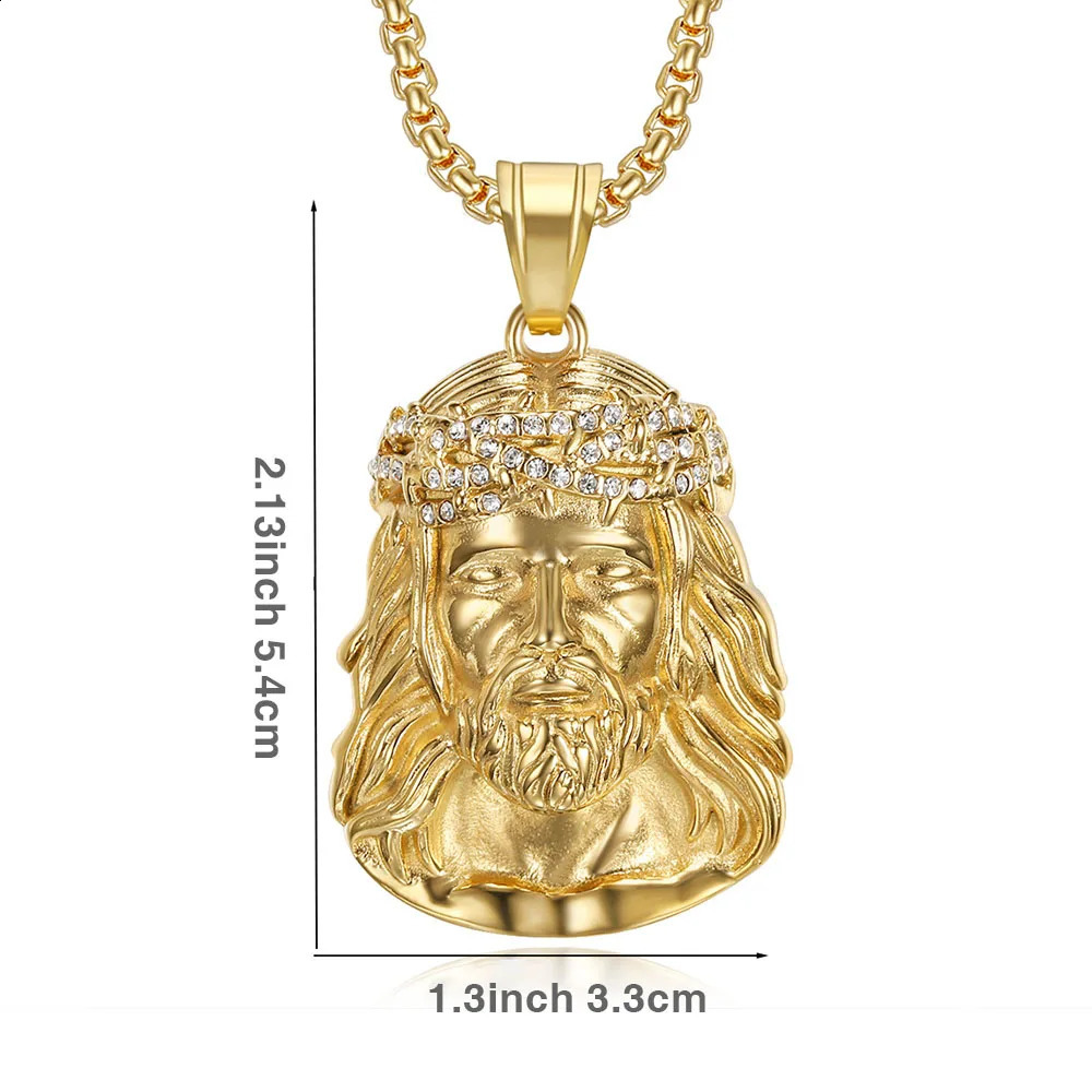 Jesus Stainless Steel Pendant Chain Hip Hop Necklace Mens Ice Out Accessories Jewelry 240810