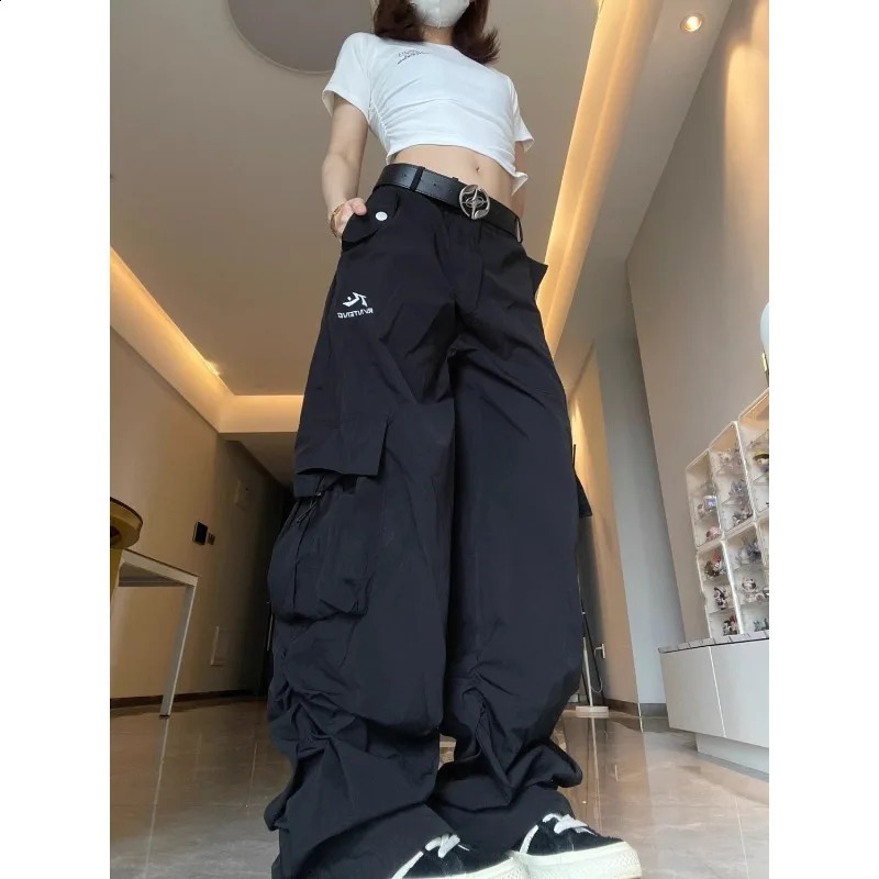 Deeptown Vintage Oversized Cargo Pants Women America Retro Casual Sports Baggy Trousers Korean Style Summer Thin Pantalones Z260314