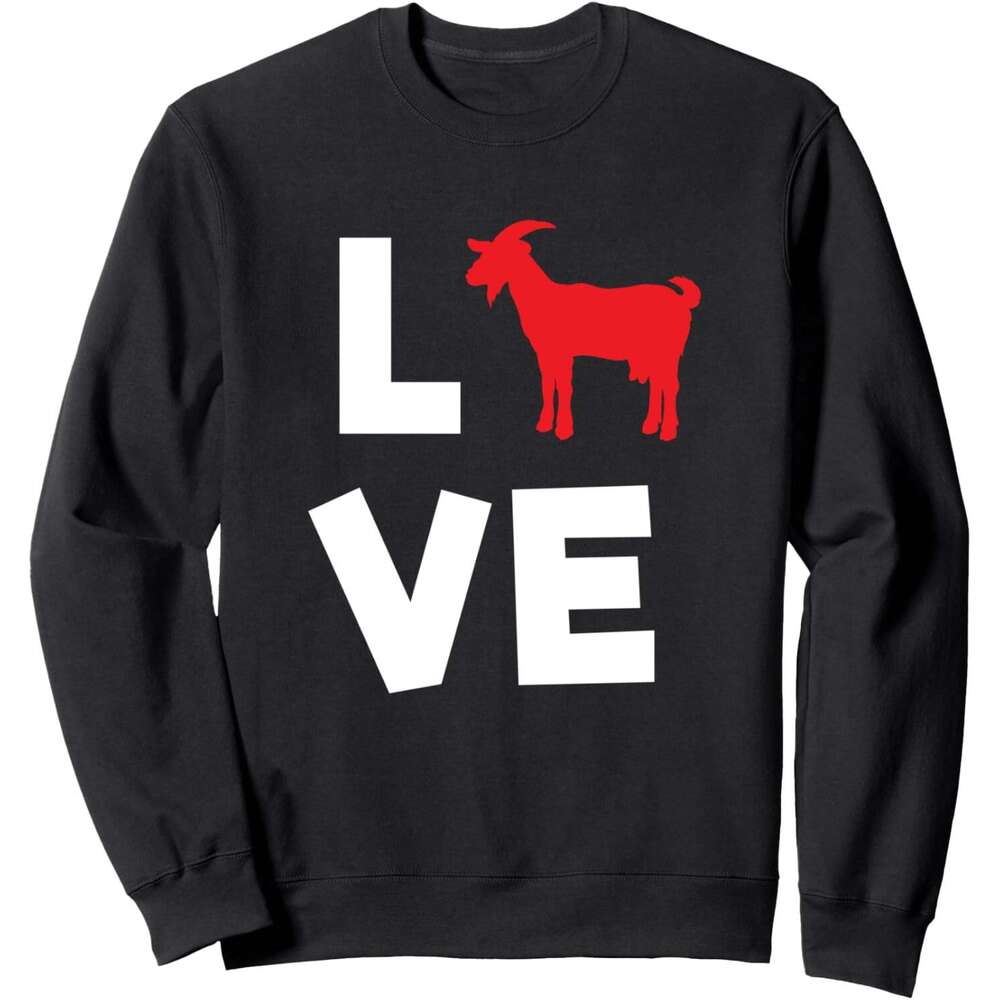 Long Sleeve Shirts for Men sweatshirt Love Red Goat Pet Lovers Cute Animal Funny Gift Sweatshirt T shirt Tee Streetwear Casual tops clothes