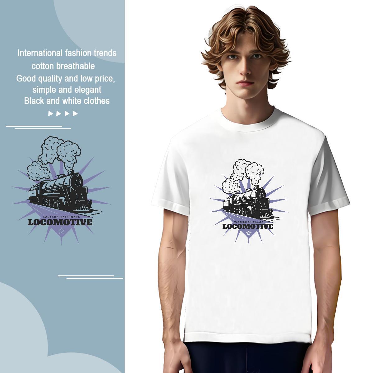 High Quality train 100% Cotton 230g Mens Tshirts Daily Wear Breathable Short Sleeve Man T Shirts DIY Oversized Tees Shirts