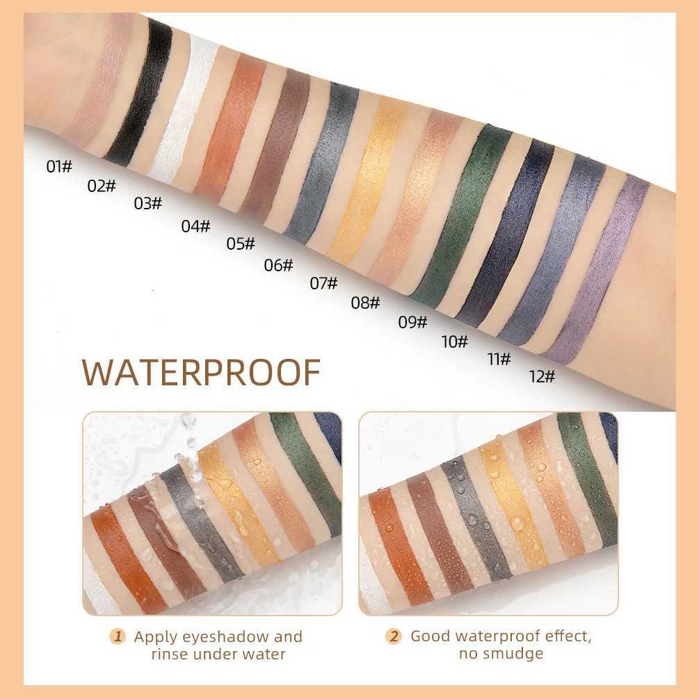QIBEST Glitter Eyeshadow Stick Diamond Shimmer Waterproof Long Lasting 12 Colors Shiny Highlighter Makeup Eye Shadow PencilW241212