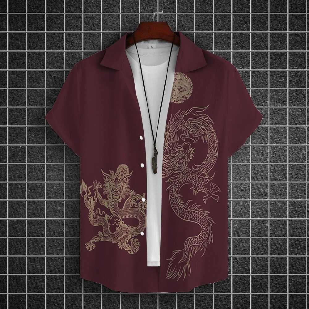 Mens Shirts Short Sleeve Tops Dragon Graphic Clothing 3d Shirts 2024 Casual Fashion Streetwear Summer Apparel For Male Blouse W250103