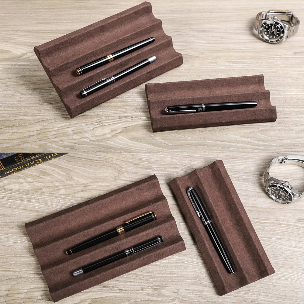 Contacts Family y Leather Pen Tray 123 Slots Pens Holder Display Stand Microfiber Desktop Organizer Home Office Use 240817