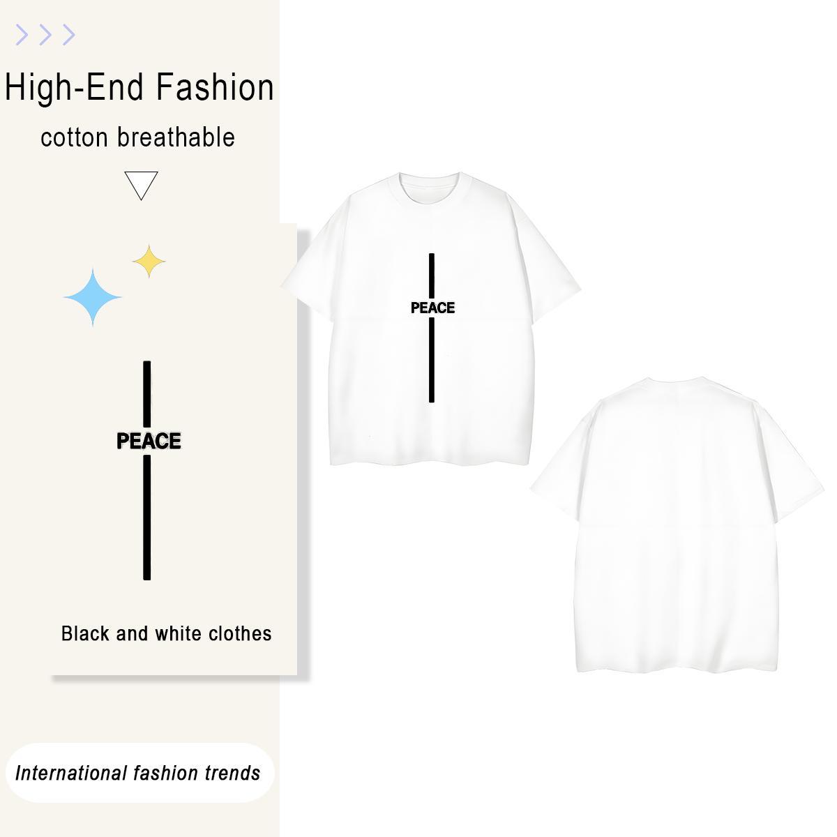 Brand letter 230g Pure Cotton Men Tshirts High Street Hip Hop Breathable Crew Neck Man T Shirts 2024 DIY Cartoon Print Tees