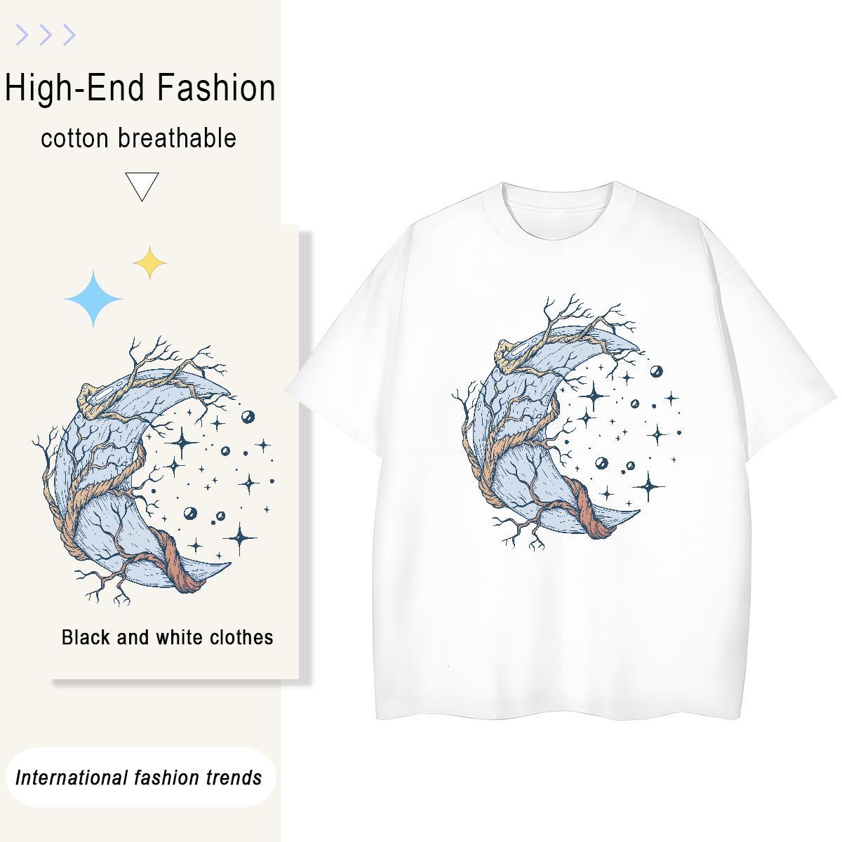 Brand Women Tshirts Street Breathable Crew Neck Tops Loose 230g 100% Cotton ET Plus Size Cartoon T-Shirts