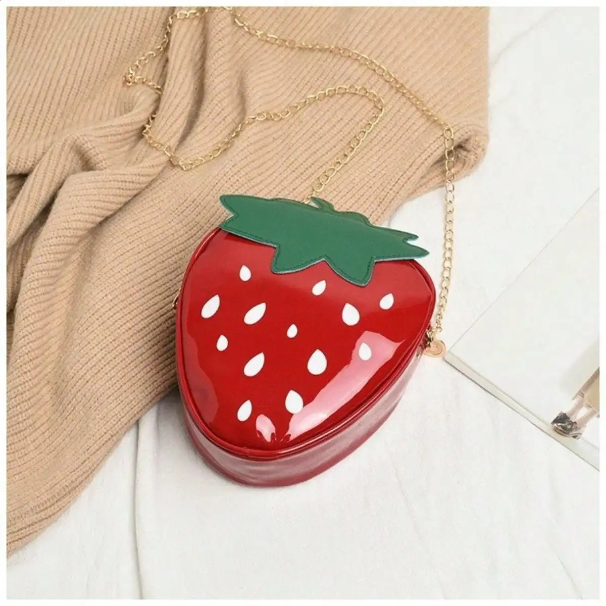 Womens cute leather n sense trendy fashion personality strawberry crossbody shoulder bag 240816Z
