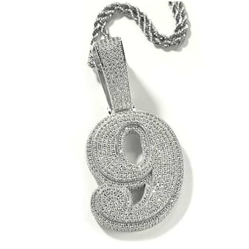 Pendant Necklaces Men Women A- Z Double Layer Stones Cursive Initiall Number Necklace For Gifts Cubic Zirconia Hip Hop Drop Delivery J Oto6V