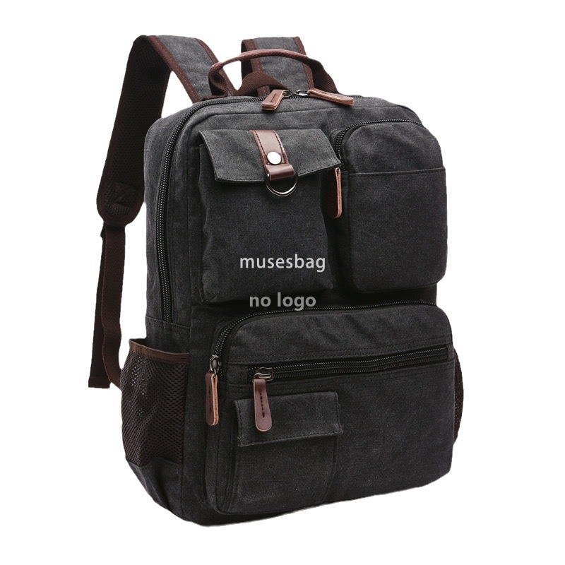 Durable canvas backpack Retro large capacity travel backpack Middle school backpack Commuter computer bag hiking bag