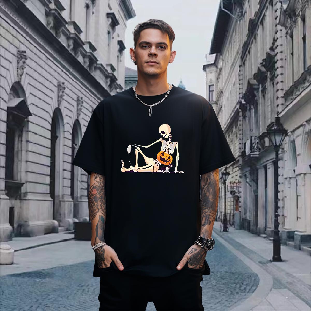 TOP Quality T-Shirts 230g 100% Cotton halloween Beach Custom Cartoon Pure Cotton Men Tshirts Fashion New Tops Shirt