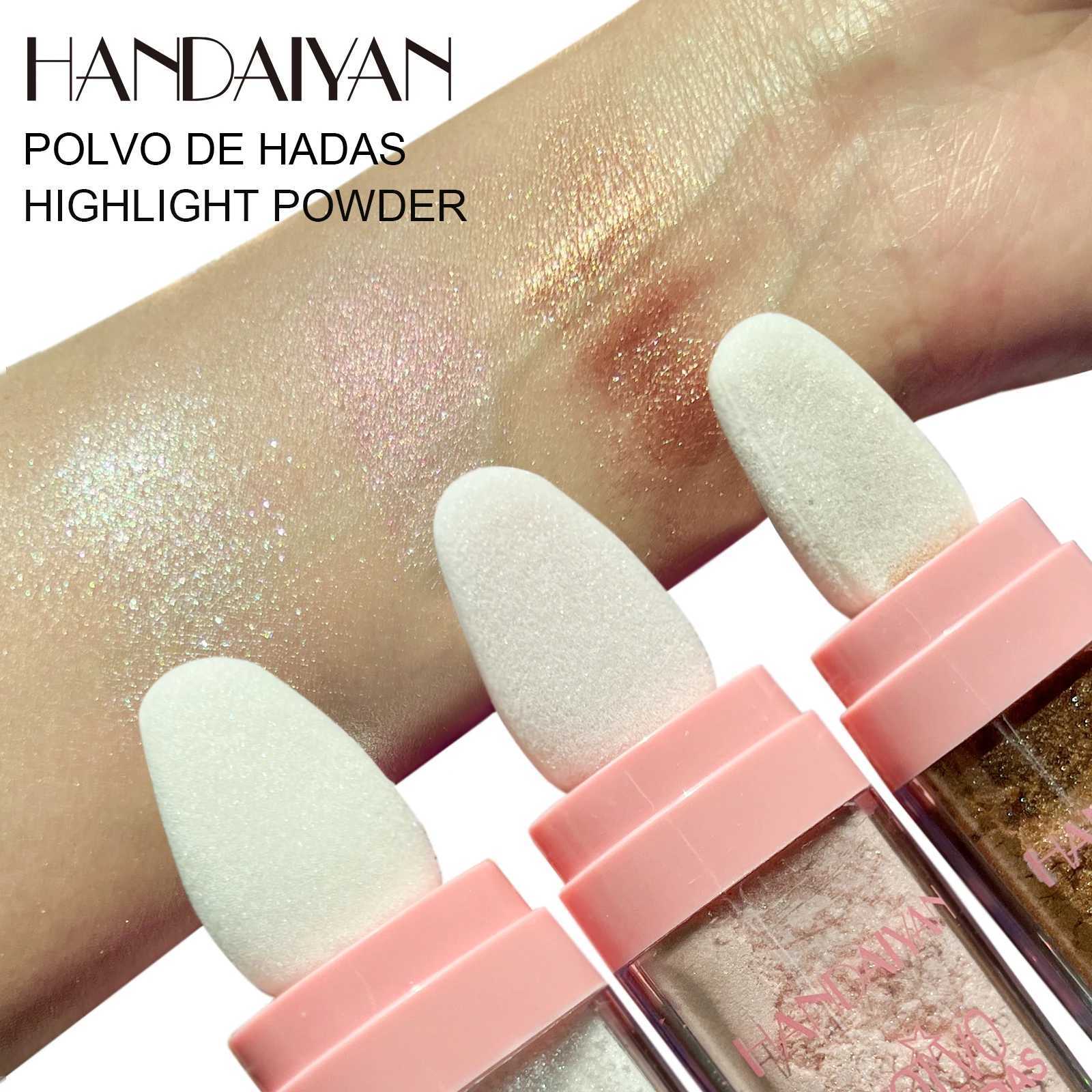 HANDAIYAN 3 Colors Glitter Powder Highlighter Makeup Body Brightens the Natural Face Blusher Fairy Highlight Patting Powder Y240816