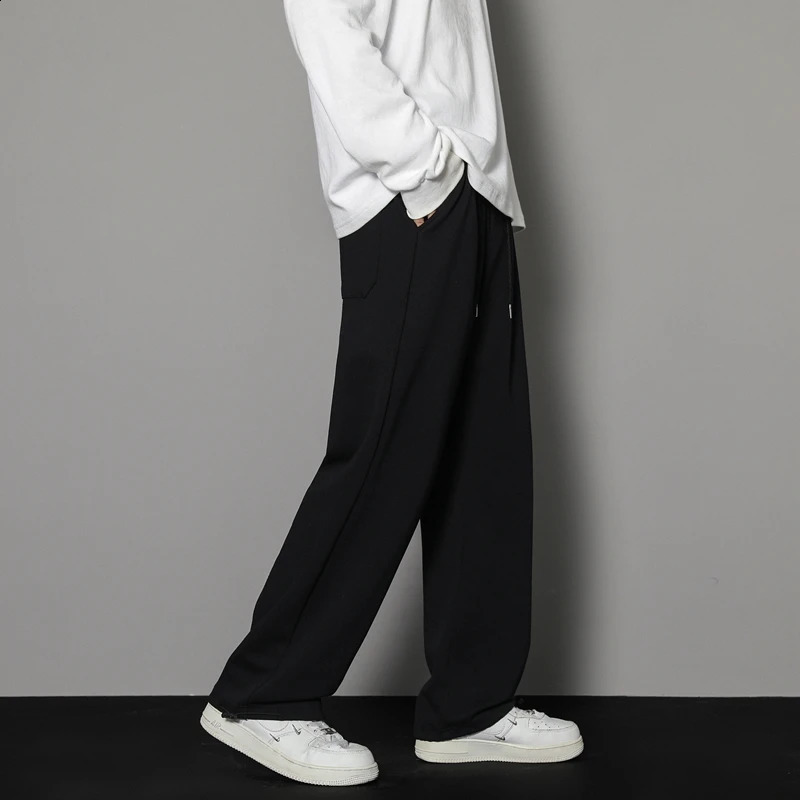 CAAYU Sweatpants Mens Straight Pants Large Size Male Loose Black Casual Pants Streetwear Sport Trousers Joggers Oversize Sports 240816CJ