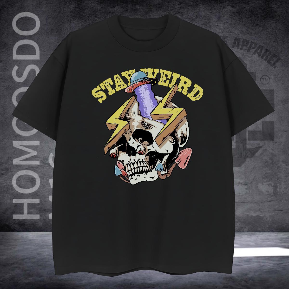 Classic T Shirts Men 230g Cotton skull Casual Beach Plus Size Custom Pure Cotton Men Tops Tees 2024 New Tshirts