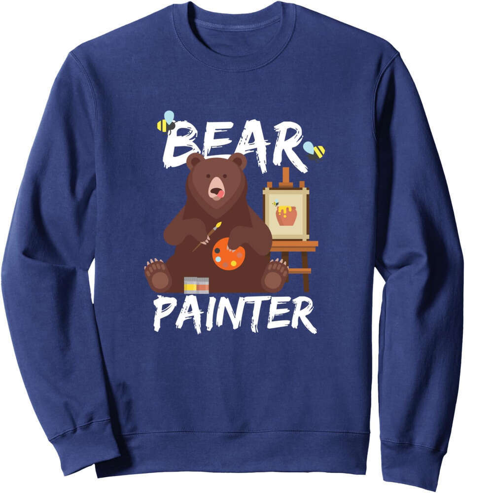 Long Sleeve Shirts For Men Sweatshirt Bear Paint Colorful Pictures Art Lover Funny Gift Sweatshirt Graphic Tee Streetwear Casual Tops Clothes sweatshi