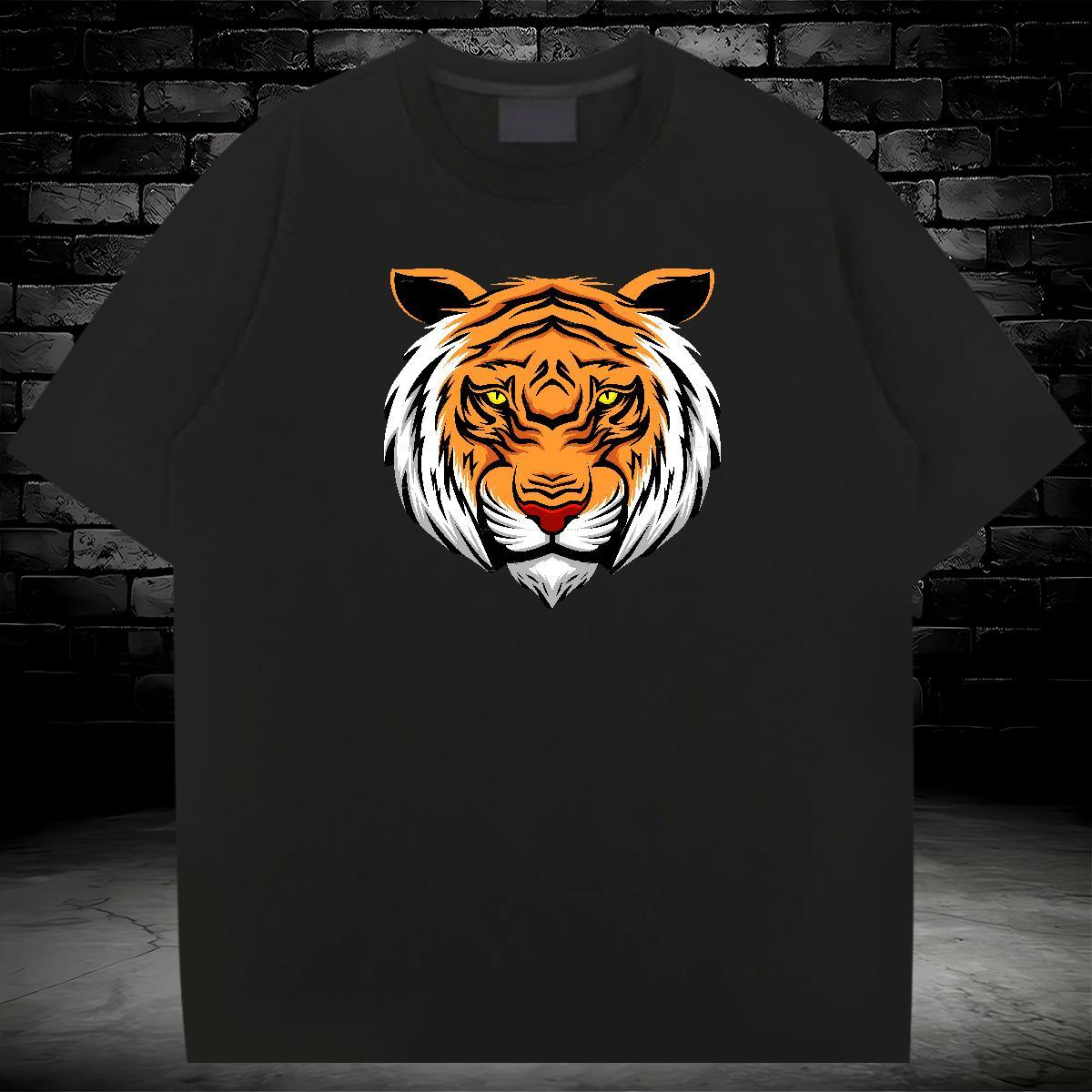 Loose Fit Man T Shirts 230g Pure Cotton tiger Sport Oversized 3XL 4XL Breathable Short Sleeve Men Tops Tees New Arrival Tops Shirt