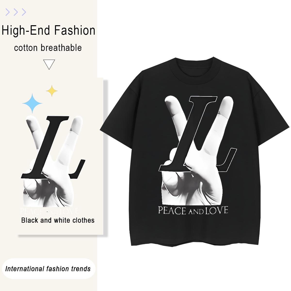 High Quality letter 230g 100% Cotton Tshirt for Man Woman Street Casual Breathable T Shirt For Man Classic Casual Custom Printing Tees Shirts