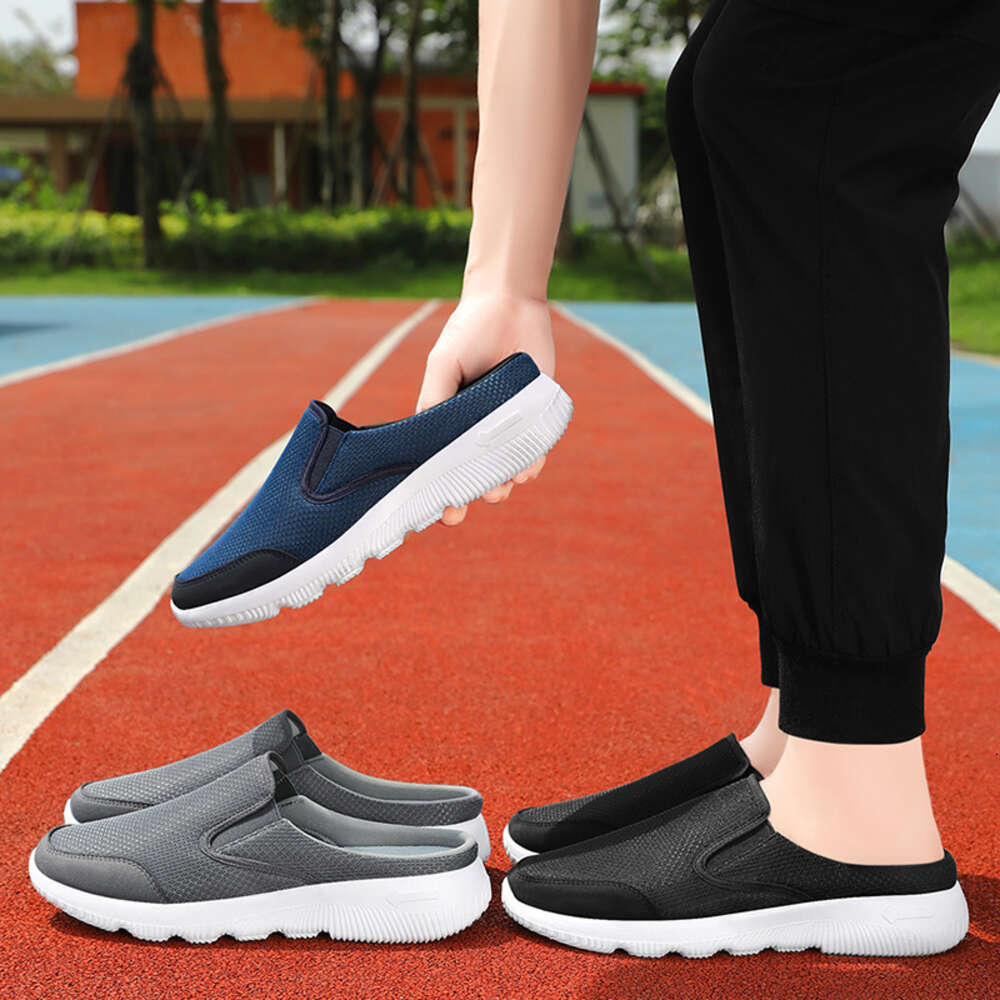 Ddmysports Shoes Men S Slippers Summer Soft Soled Breathable Lazy One Foot Half Dragged Convenient For Daily Home Use Flat Shoes OUTDOOR