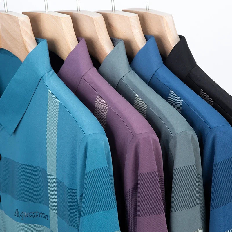 Mens Business Casual POLO Short Sleeved Smooth and Wrinkle Resistant Comfortable Top 240816