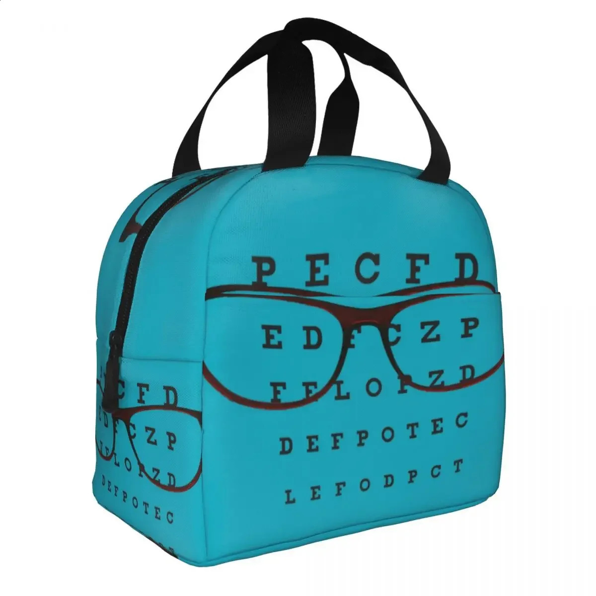 Funny Glasses With Eye Test Chart Resuable Lunch Boxes Women Multifunction Optician Optometrist Thermal Cooler Food Lunch Bag 240816