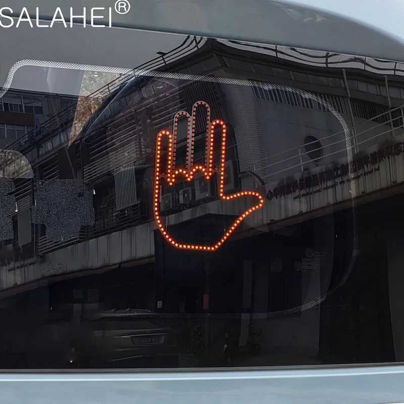 Hand Gesture Light for CarNew Finger Light Led Car Back Window SignCar Finger Light with RemoteRoad Rage Led Car Accessories Y240817