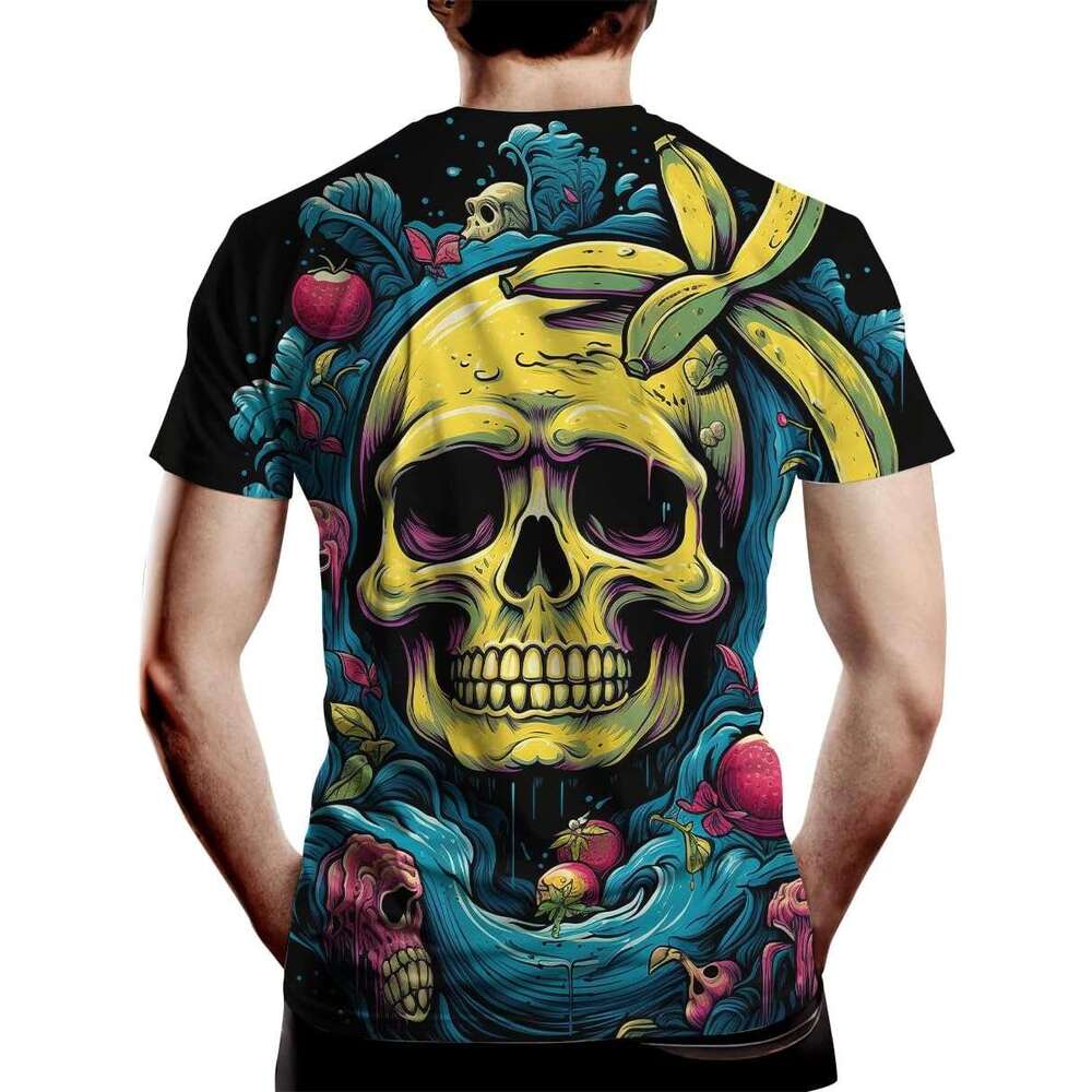 Halloween Mens T shirt Novelity 3D Print T-Shirts Hawaiian Style Fruit Skull Short Sleeve Tee Top shirts tshirt graphic tee Casual tops summer clothes