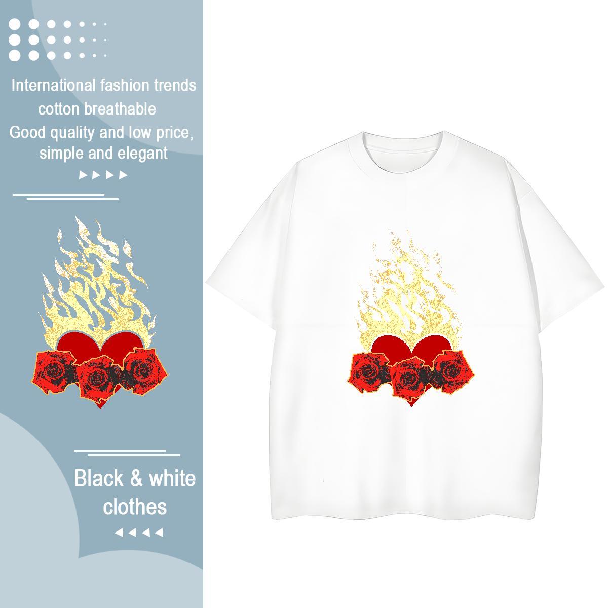 2024 DIY T-Shirts Comfortable 230g Pure Cotton Tshirt for Man Woman Black Oversized flower Street Designer Nice Wear