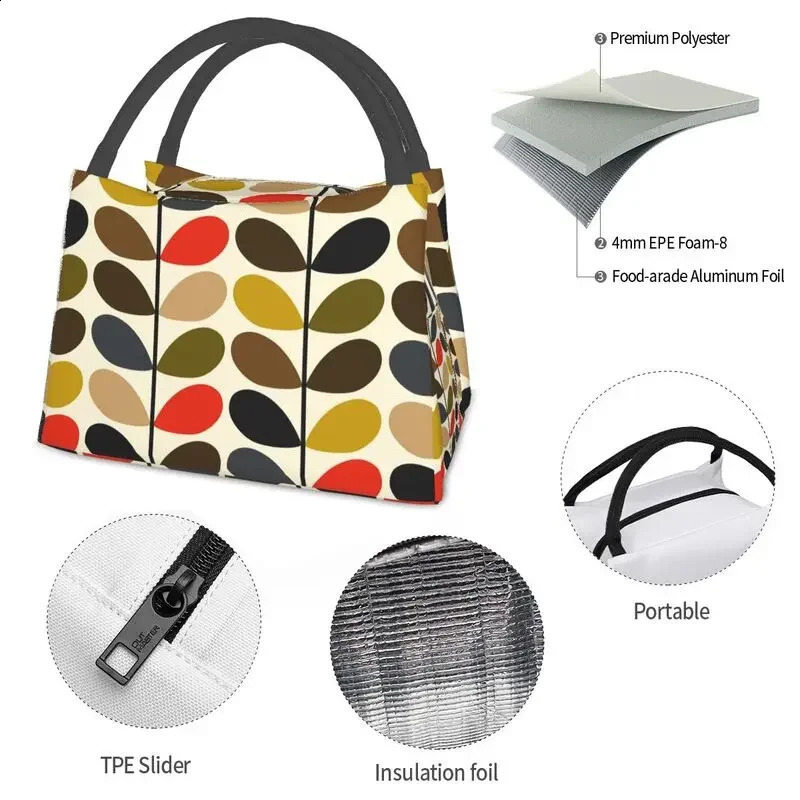 Orla Kiely Abstract Multi Stem Insulated Lunch Tote Bag for Mid Century Scandinavian Geometric Cooler Thermal Food Lunch Box 240816