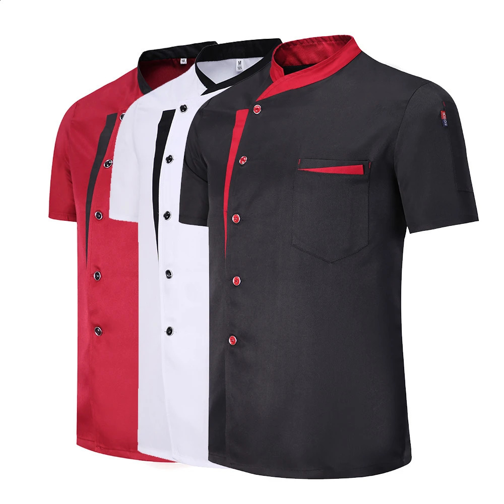 Summer Chefs Short Sleeve Set Restaurant el Kitchen Workwear Men Breathable Thin Chef Jacket Apron chef coat with hat Women 240816CJ