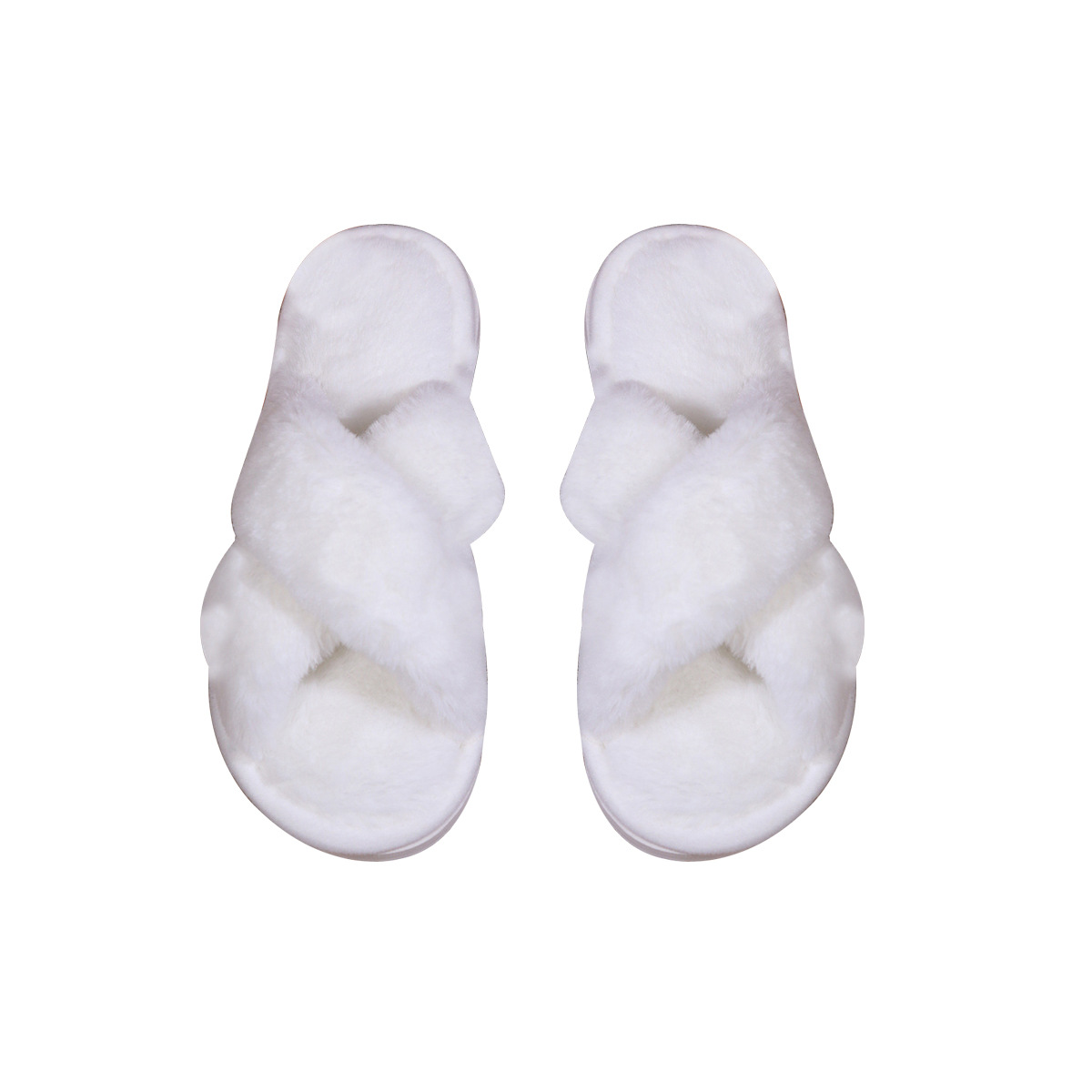 Men's and women's cross opening autumn and winter home anti slip exposed toe hairy shoes