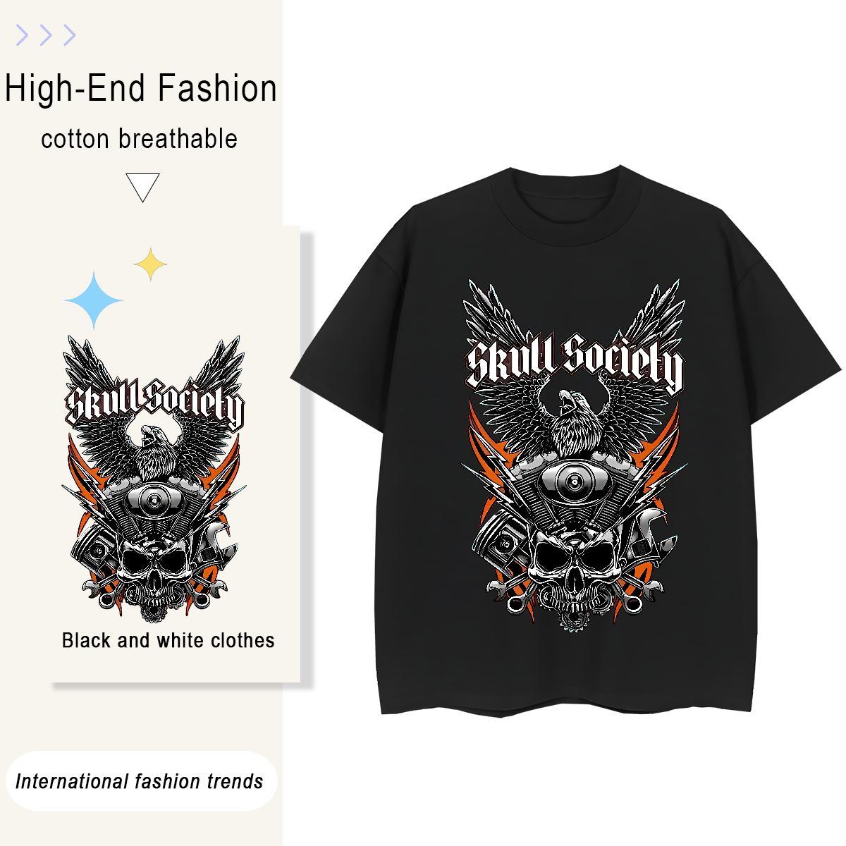 Factory Direct T-Shirts 230g Cotton Crew Neck Breathable Daily Wear skull Lady T shirt Free Shipping Customized Tops Shirt