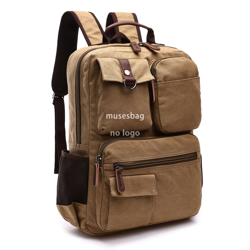 Durable canvas backpack Retro large capacity travel backpack Middle school backpack Commuter computer bag hiking bag