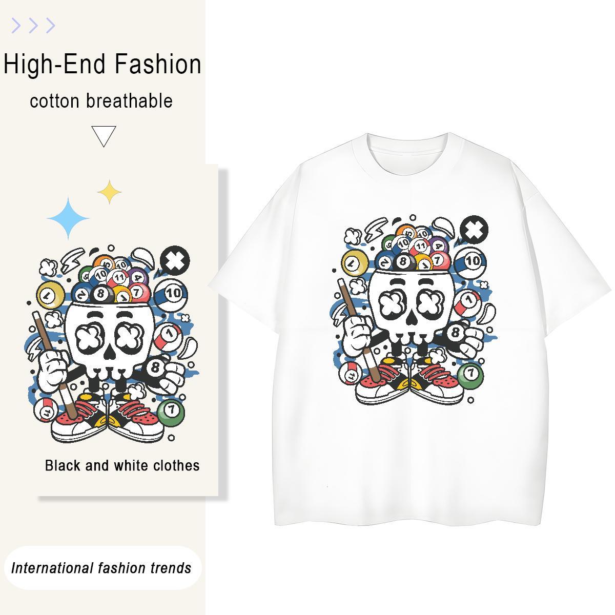 Fashion Womens Tshirts Daily Wear Breathable Short Sleeve Polos Unisex 230g 100% Cotton ET Black White T-Shirts