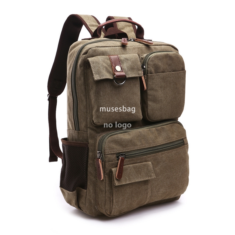 Durable canvas backpack Retro large capacity travel backpack Middle school backpack Commuter computer bag hiking bag