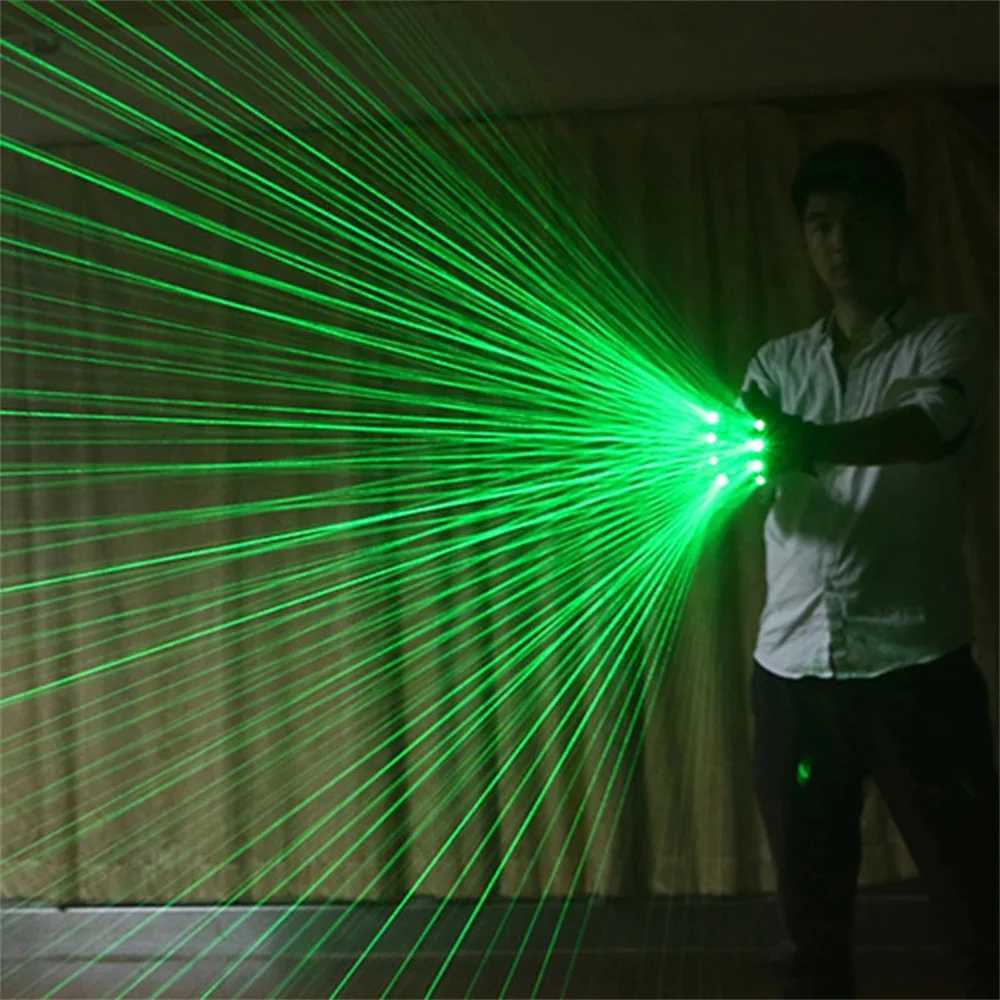 Green Laser Gloves Laser Beam Flash Finger 4 Heads Emitting Charging Drive Laser Stage Light DJ Party Display LED Light Y240817