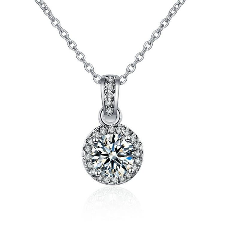 Ins Top Sell Wedding Jewelry Sets Ladies Jewellery 925 Sterling Silver Round Cut White Lab Moissanite Diamond Clavicel Necklace Stud Earring Women Rin