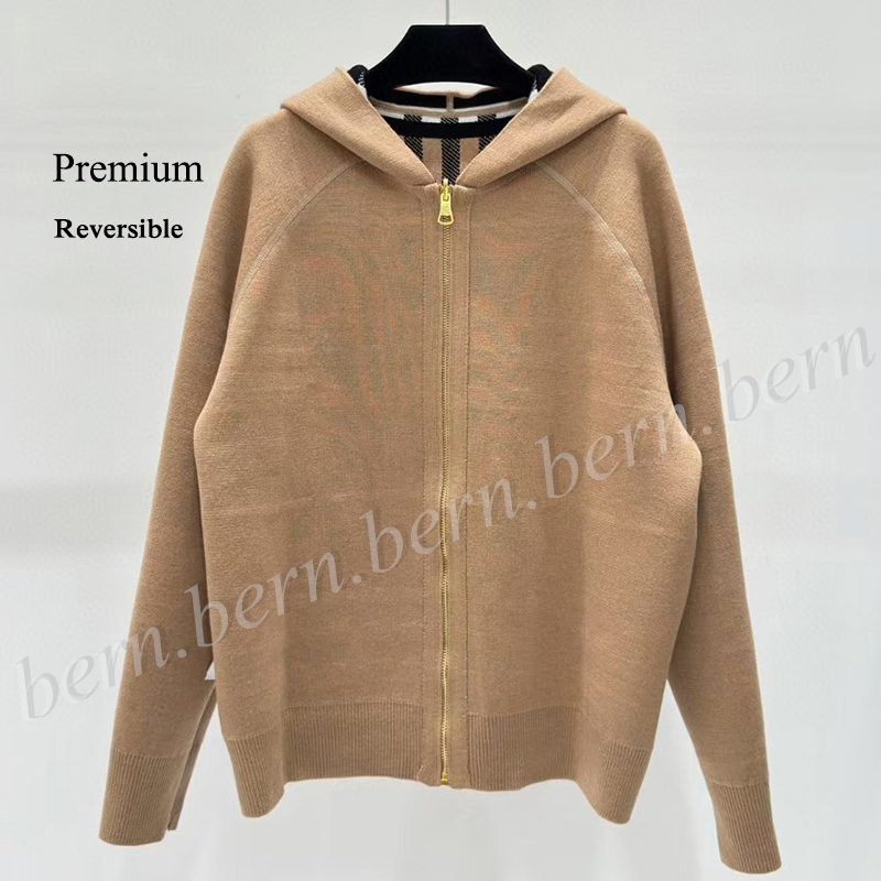 Premium Womens Fashion Hooded Knitted Cardigan Sweater Warm Jacket with Zipper Hoodies