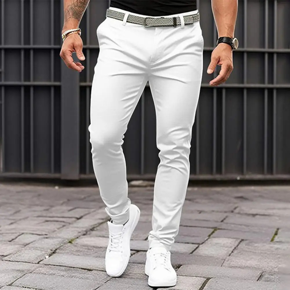 Ultra thin suit pants for men ultrathin solid color with a mid rise sloping pocket zipper fly suitable business office workwear 240816