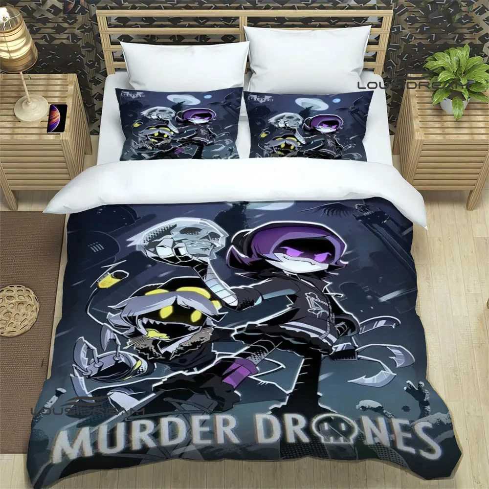 Murder-Drones Cartoon Printed Bedding Sets exquisite bed supplies set duvet cover bed comforter set bedding luxury birthday giftY240817