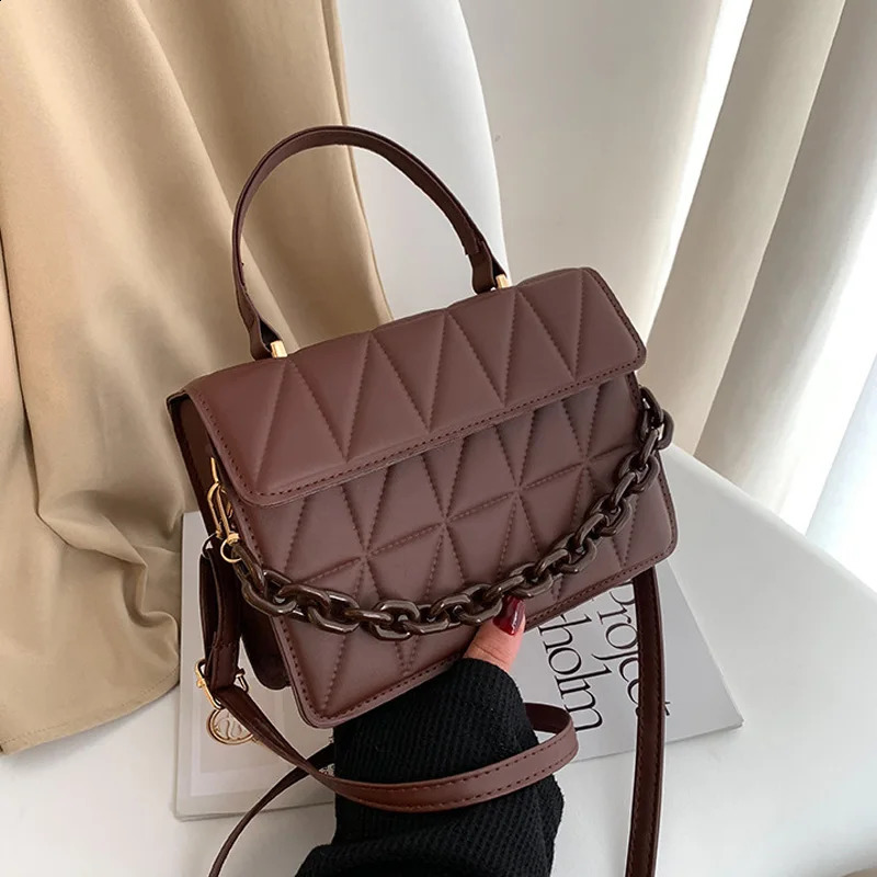 Trendy Plaid Women Shoulder Bag Fashion Chain Crossbody Bags Handbags and Purses Small Flap Top Handle 240823