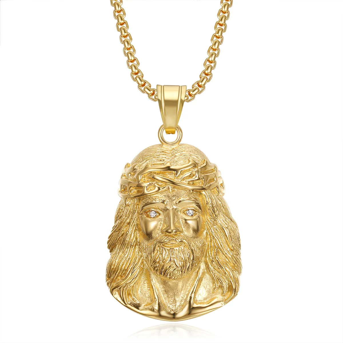 Jesus Stainless Steel Pendant Chain Hip Hop Necklace Mens Ice Out Accessories Jewelry 240810