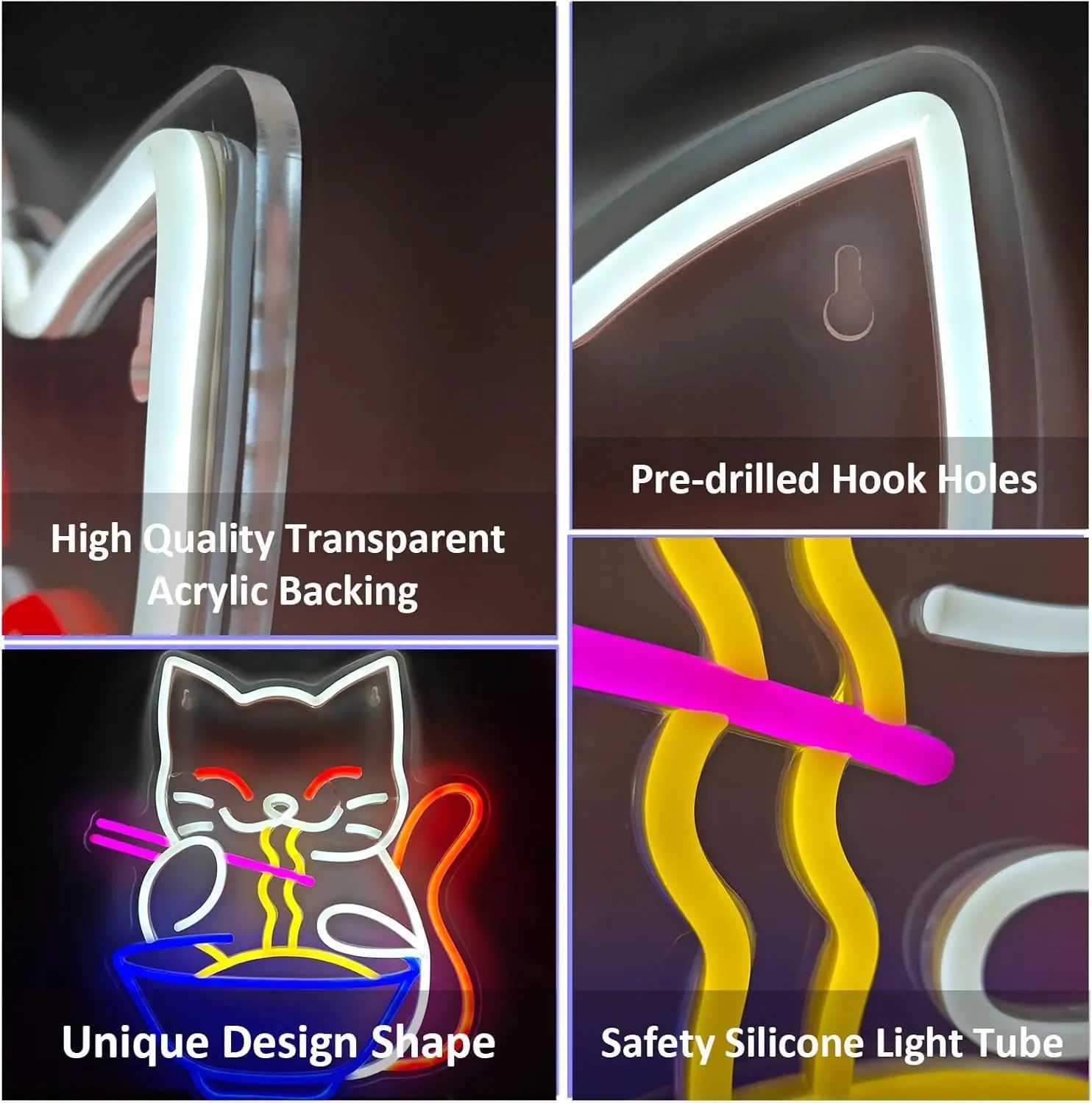 Lucky Cat Noodle LNeon Logo LED Neon Sign Illuminates Neon Sign Wall Decoration Home Bar Living Room Store Club Tavern B240817